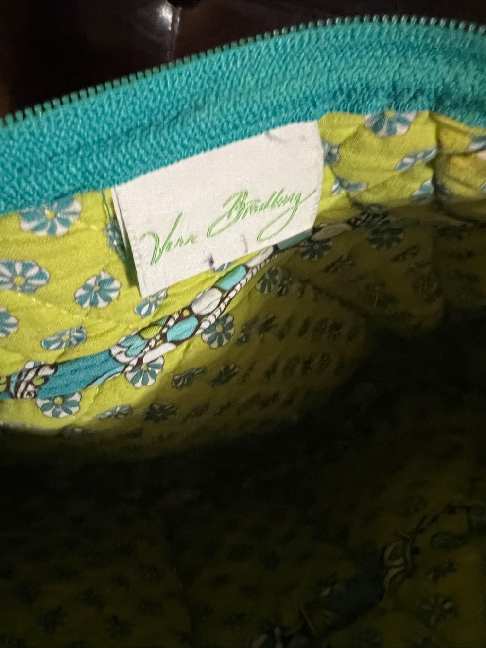 Vera Bradley Quilted Retired Peacock Crossbody Bag in Teal and Yellow - Picture 9 of 13